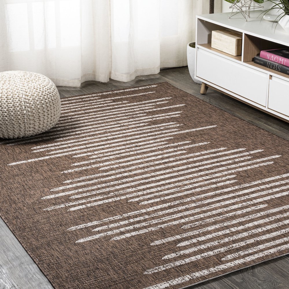 Zolak Berber Stripe Geometric Indoor/Outdoor Area Rug. Picture 2