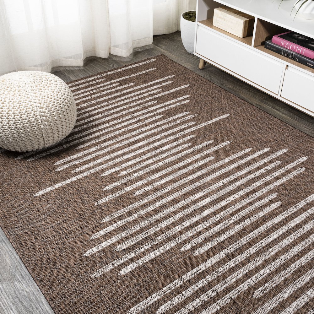 Zolak Berber Stripe Geometric Indoor/Outdoor Area Rug. Picture 4
