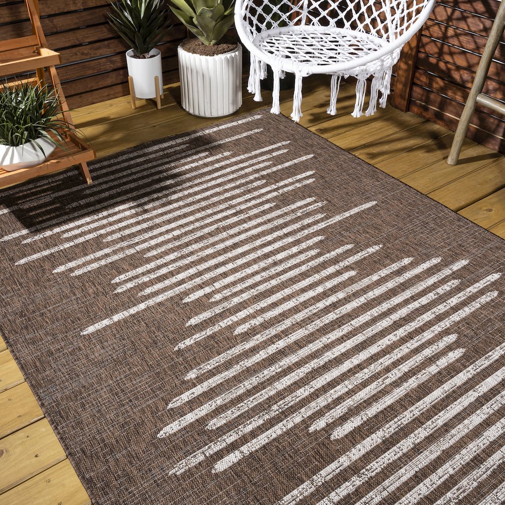 Zolak Berber Stripe Geometric Indoor/Outdoor Area Rug. Picture 9