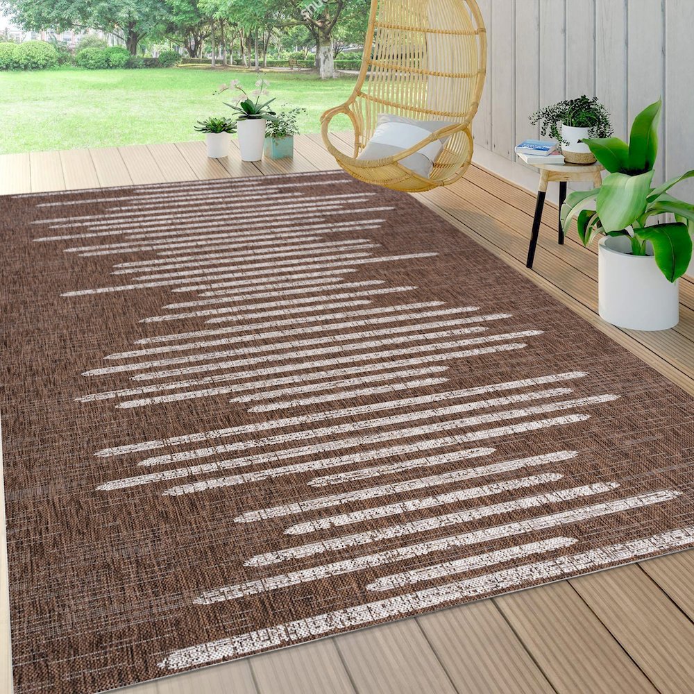 Zolak Berber Stripe Geometric Indoor/Outdoor Area Rug. Picture 6