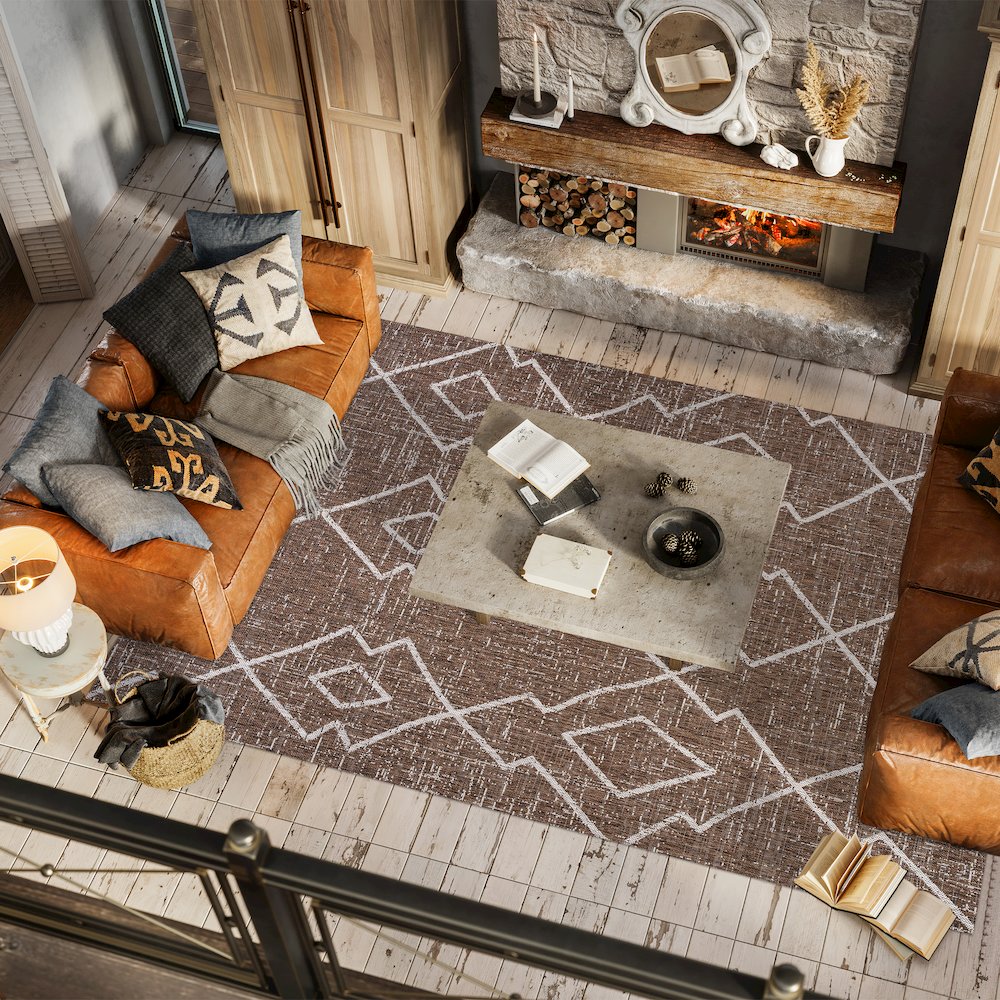 Carwa Tribal Diamond Trellis Indoor/Outdoor Area Rug. Picture 5