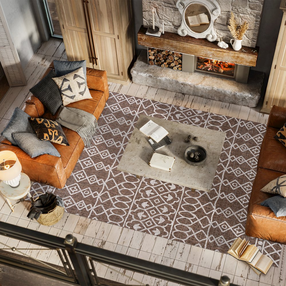 Kafel Tribal Bohemian Indoor/Outdoor Area Rug. Picture 5