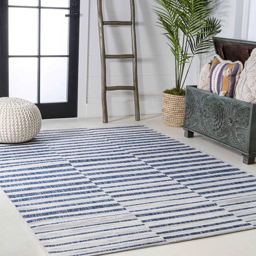 Sukie Modern Offset Stripe Indoor/Outdoor Area Rug. Picture 5
