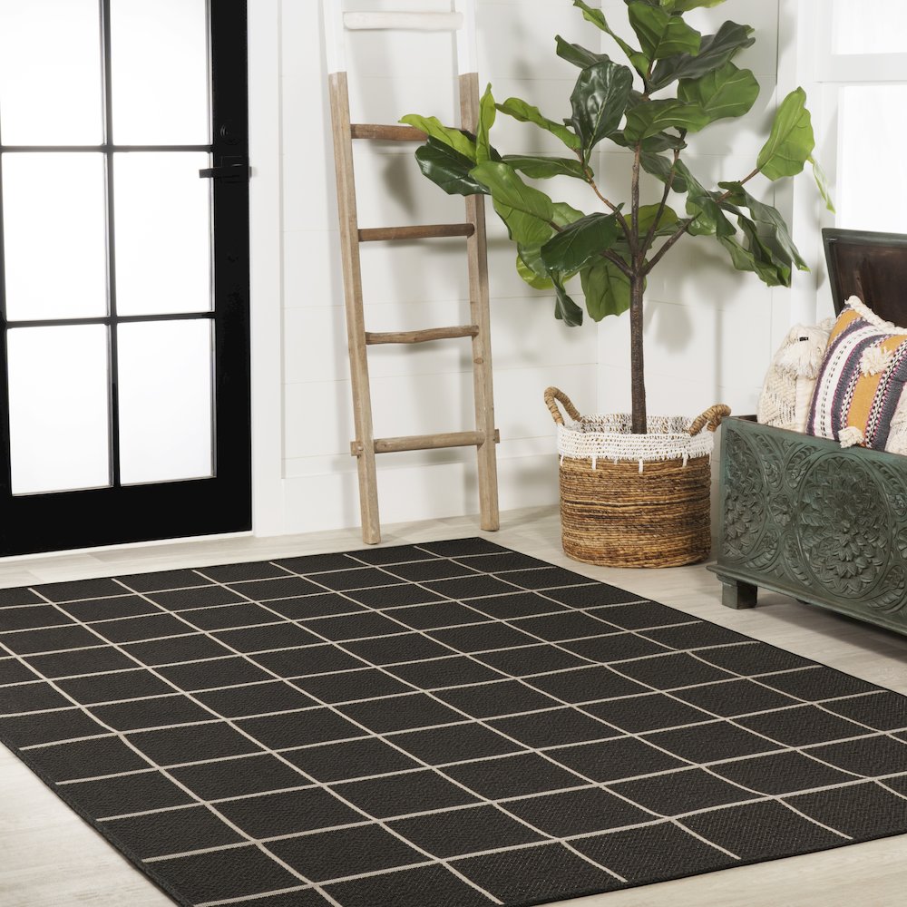 Grid Modern Squares Indoor/Outdoor Area Rug. Picture 5