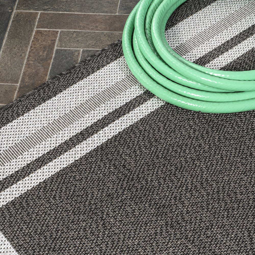 James Modern Border Stripe Indoor/Outdoor Area Rug. Picture 11