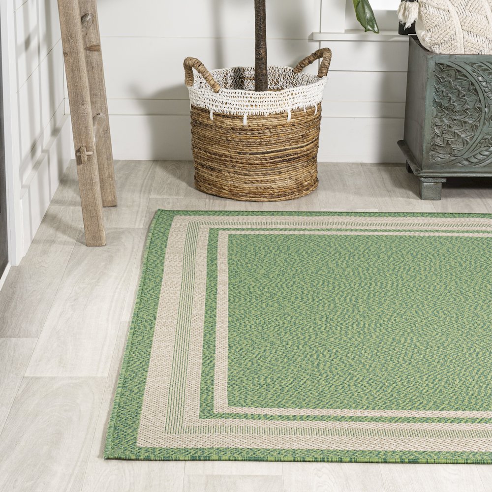 James Modern Border Stripe Indoor/Outdoor Area Rug. Picture 3