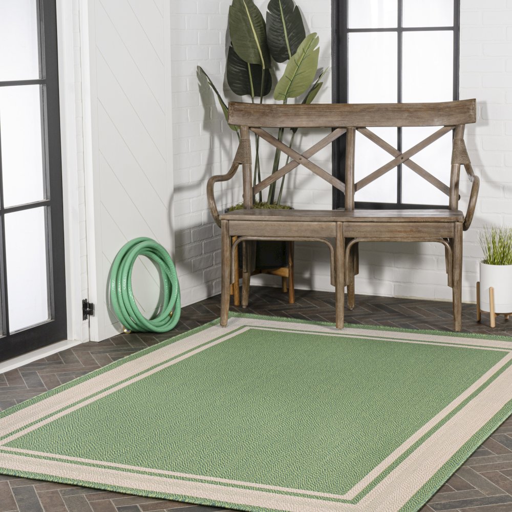 James Modern Border Stripe Indoor/Outdoor Area Rug. Picture 9