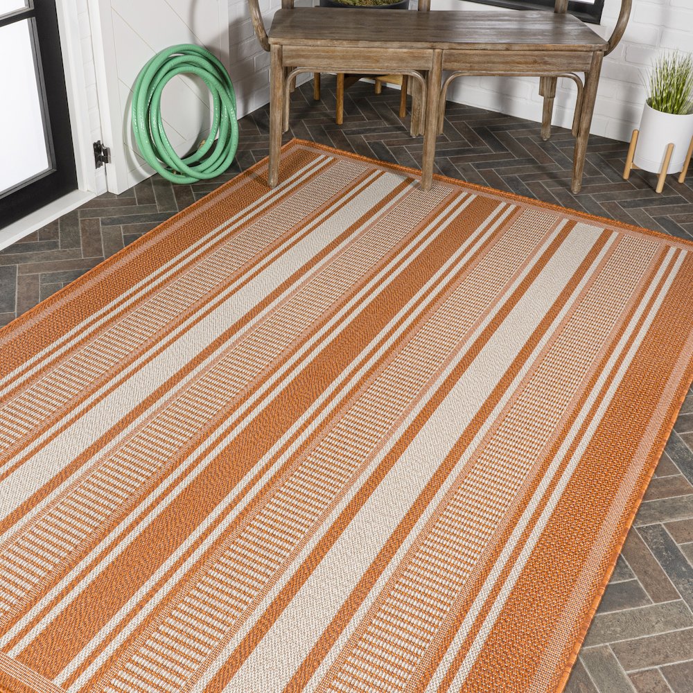 Haynes Modern Double Stripe Indoor/Outdoor Area Rug. Picture 8
