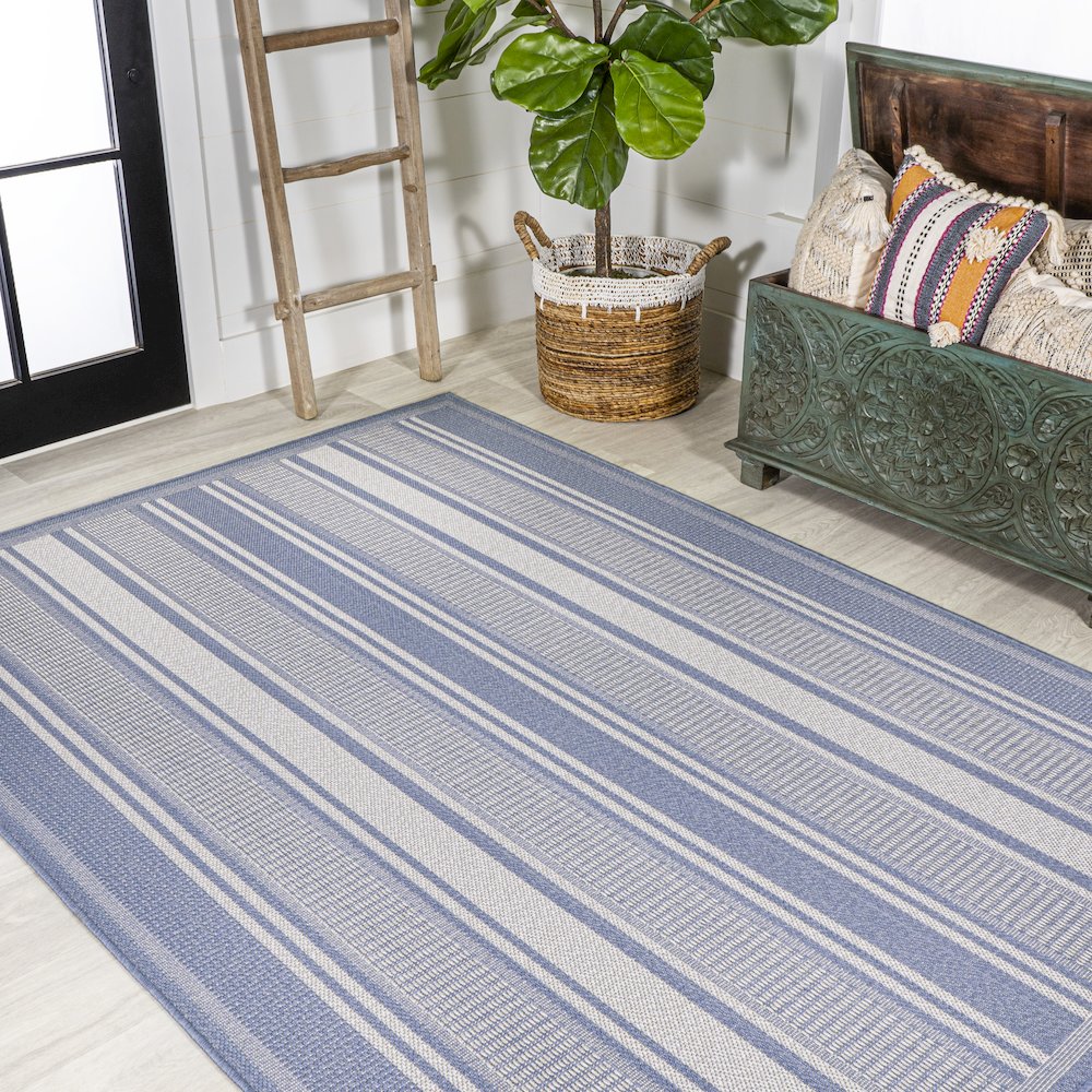Haynes Modern Double Stripe Indoor/Outdoor Area Rug. Picture 4