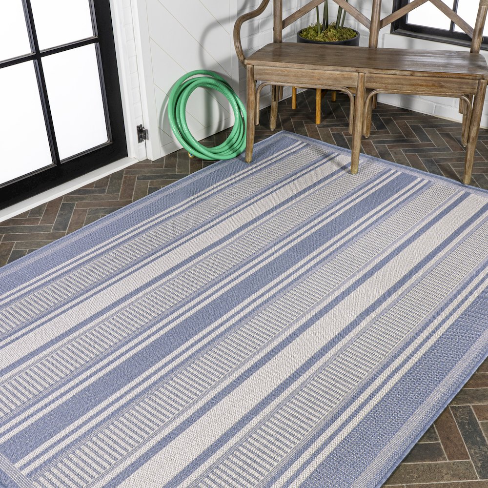 Haynes Modern Double Stripe Indoor/Outdoor Area Rug. Picture 8