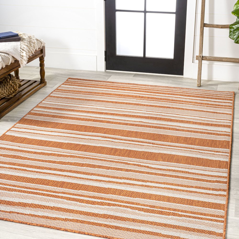 Castara Wavy Stripe Modern Indoor/Outdoor Area Rug. Picture 2