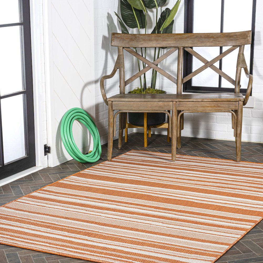 Castara Wavy Stripe Modern Indoor/Outdoor Area Rug. Picture 9