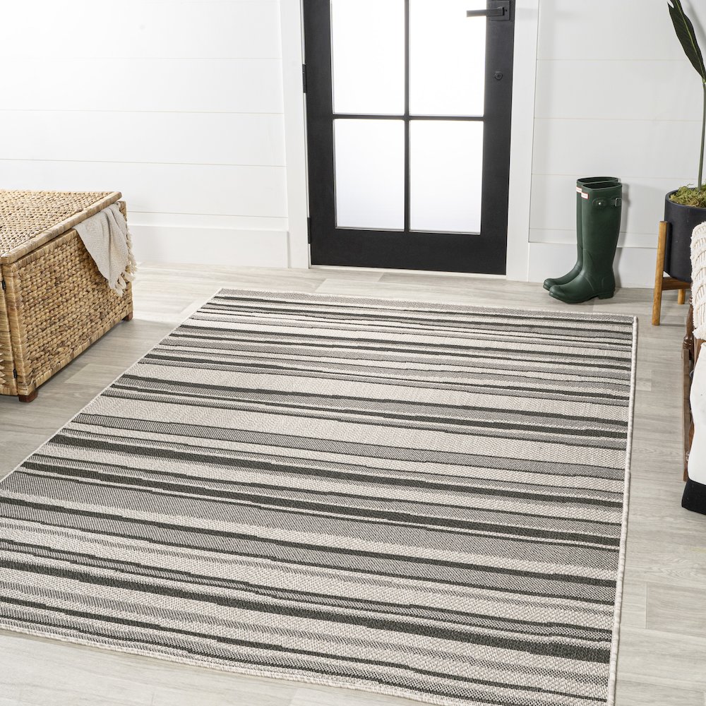Castara Wavy Stripe Modern Indoor/Outdoor Area Rug. Picture 2