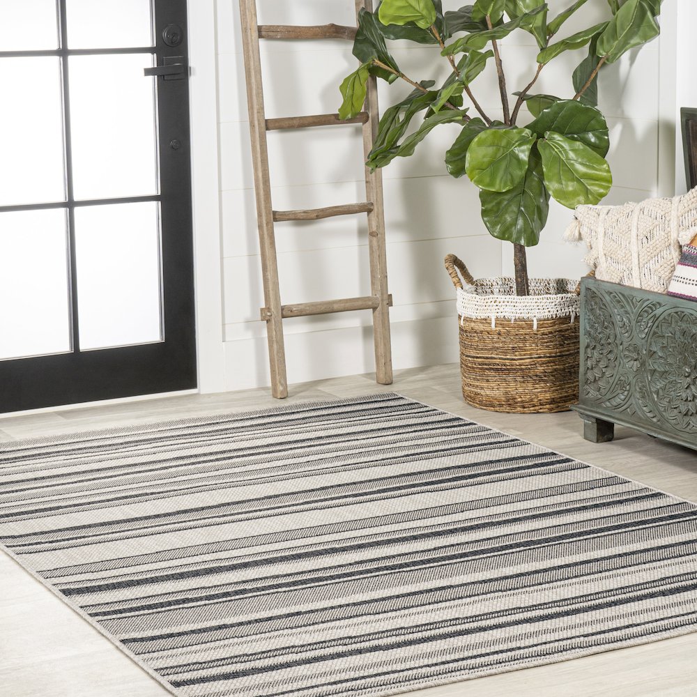 Castara Wavy Stripe Modern Indoor/Outdoor Area Rug. Picture 5