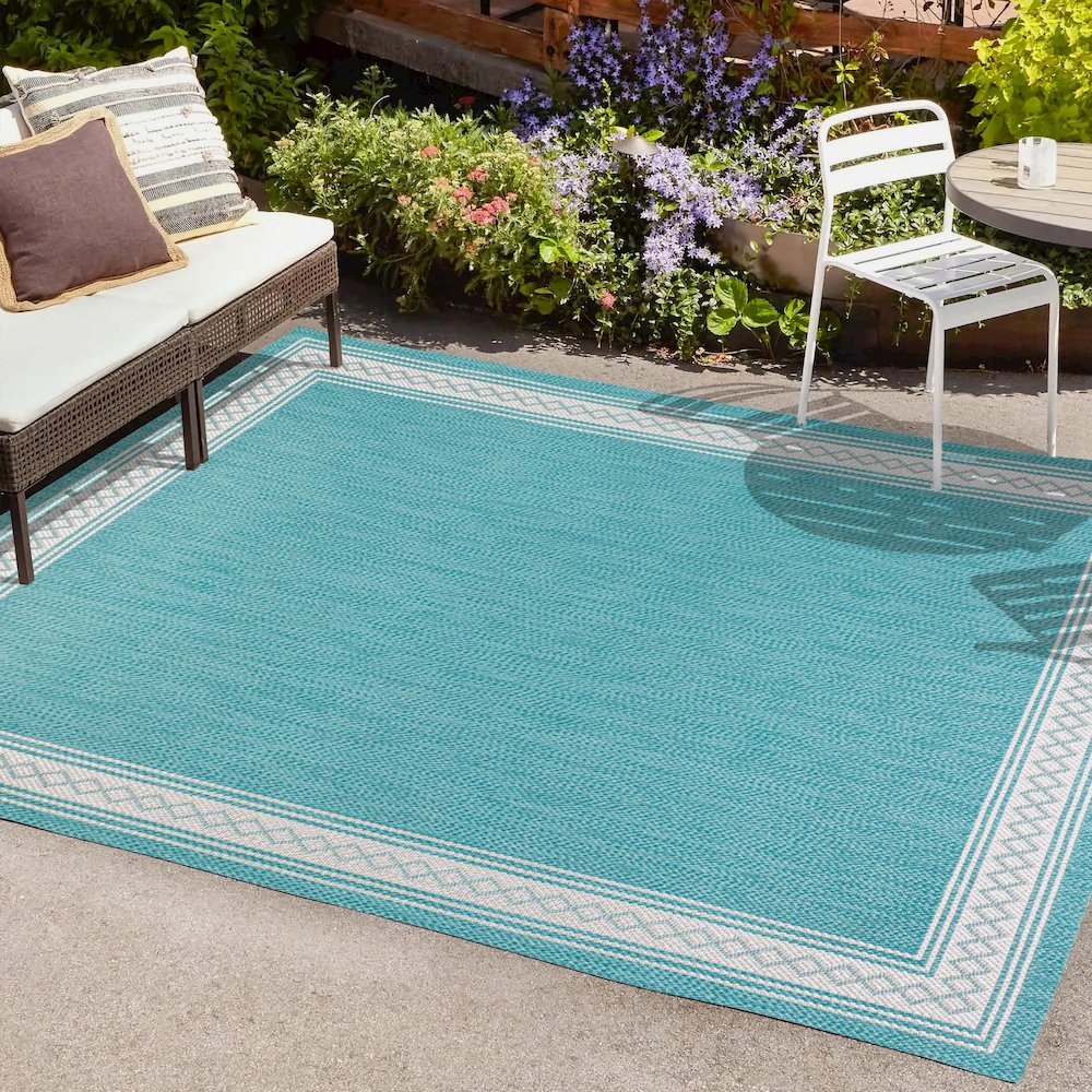 Lucia Classic Diamond Border Indoor/Outdoor Area Rug. Picture 6