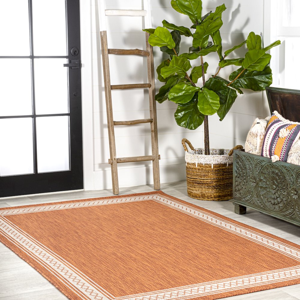 Lucia Classic Diamond Border Indoor/Outdoor Area Rug. Picture 5