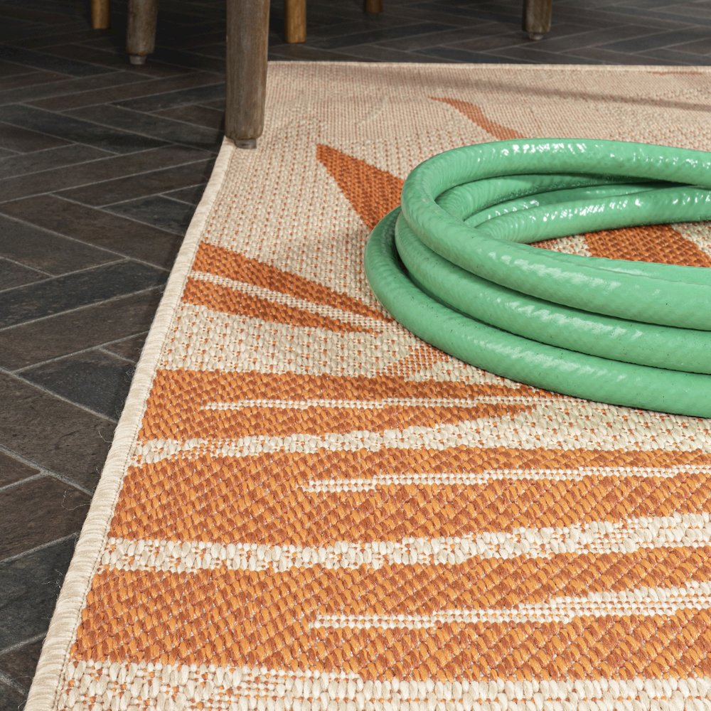 Havana Tropical Palm Leaf Indoor/Outdoor Area Rug. Picture 12