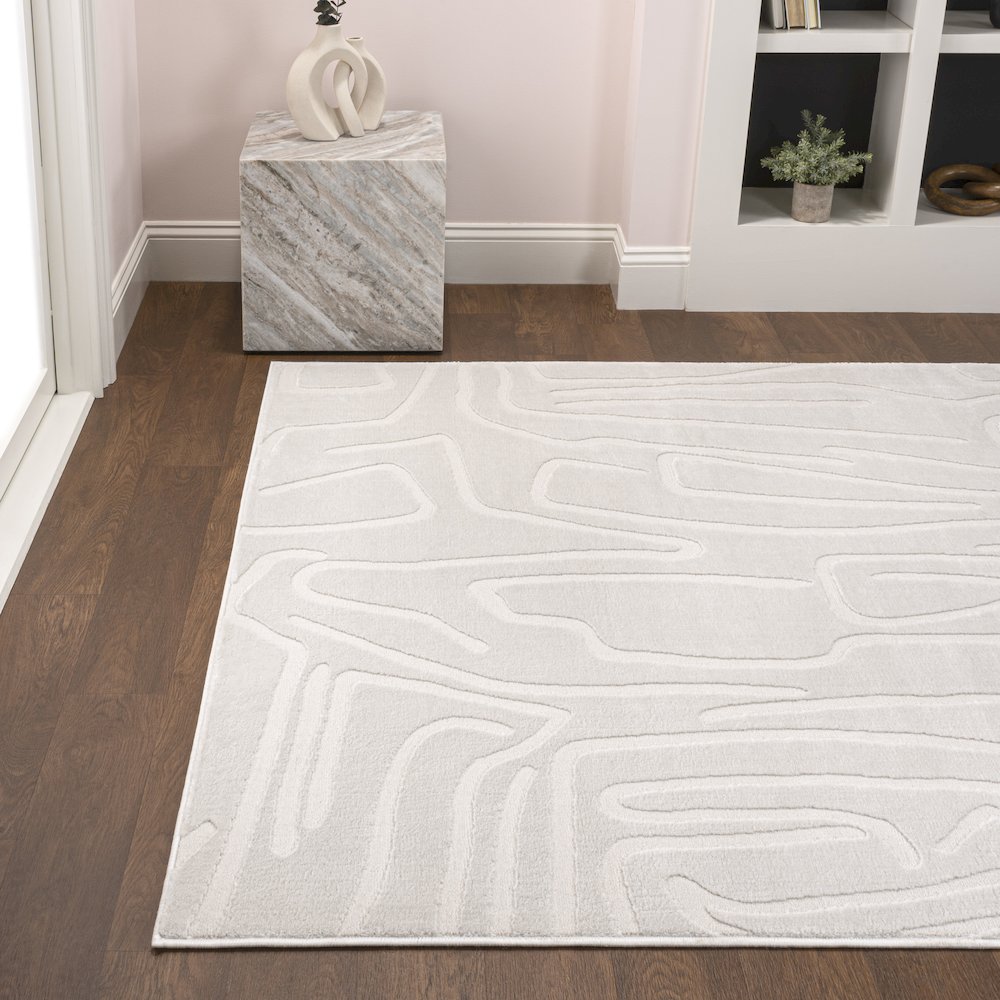 Alcina Modern Scandinavian Graphic Lines High-Low Area Rug. Picture 2