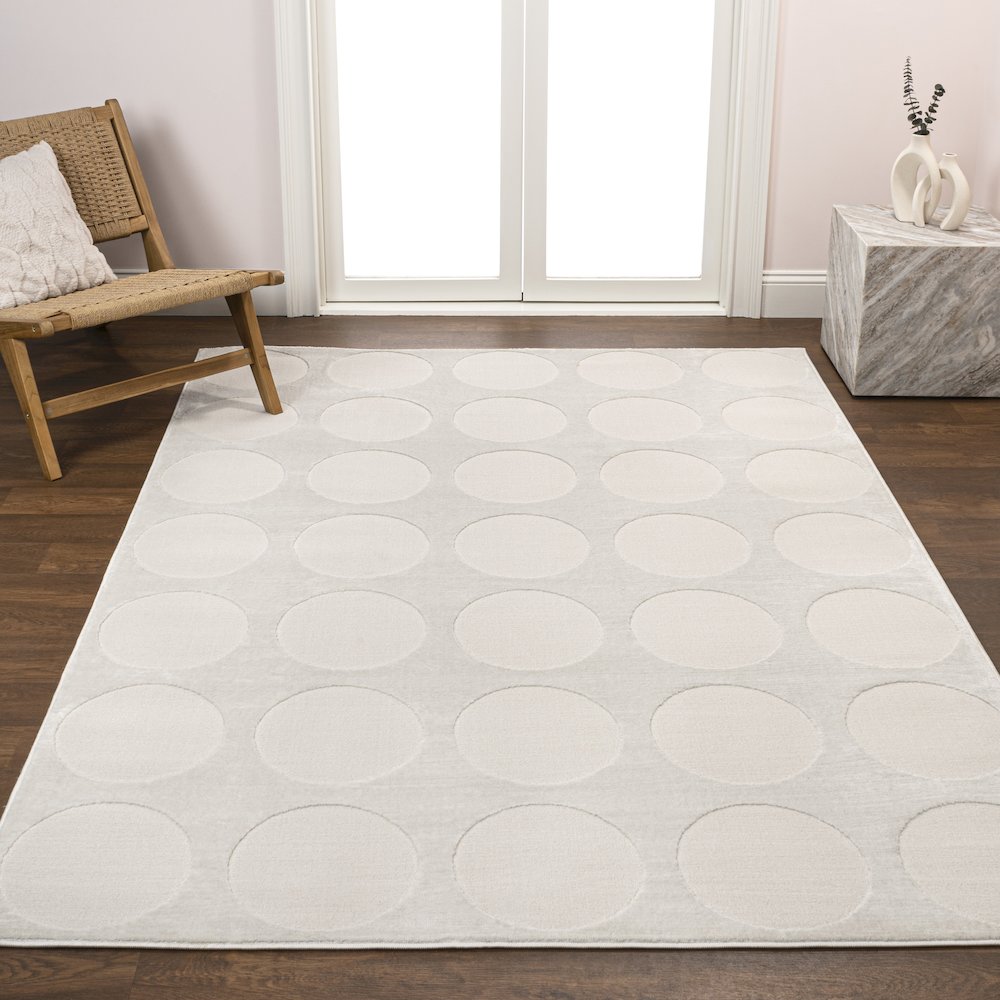 Adrian Modern Geometric Circle Dot High-Low Area Rug. Picture 1