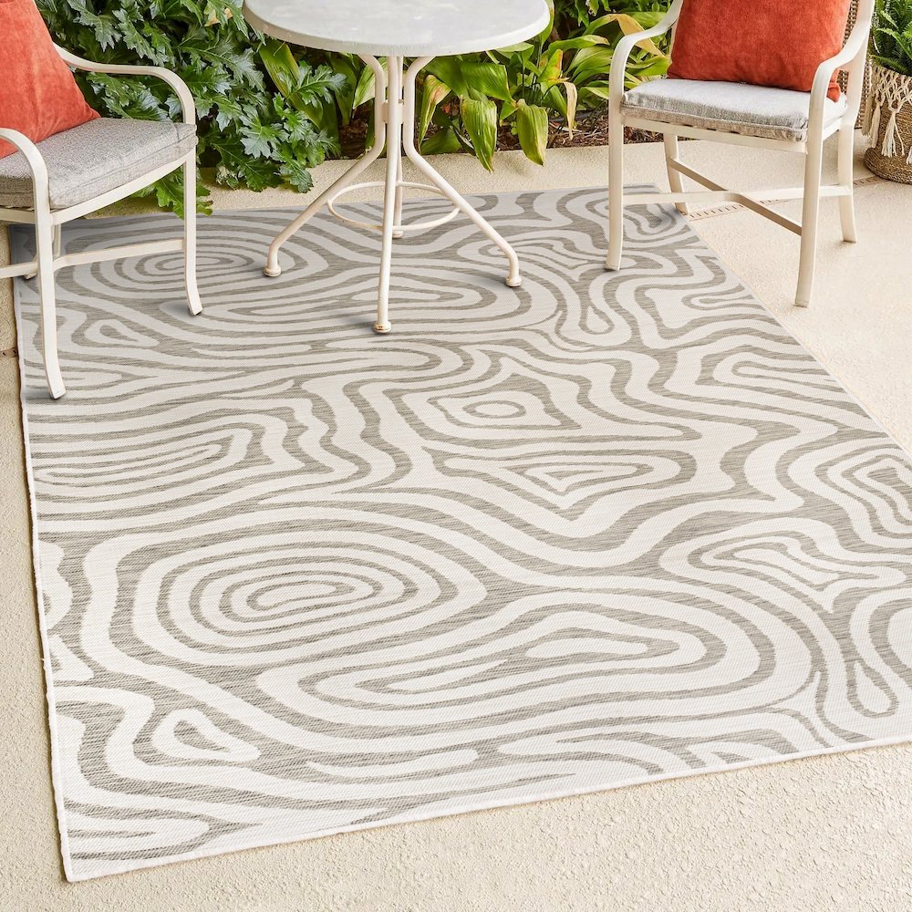Bohemian Abstract Organic Reversible Machine-Washable Indoor/Outdoor Runner Rug. Picture 4