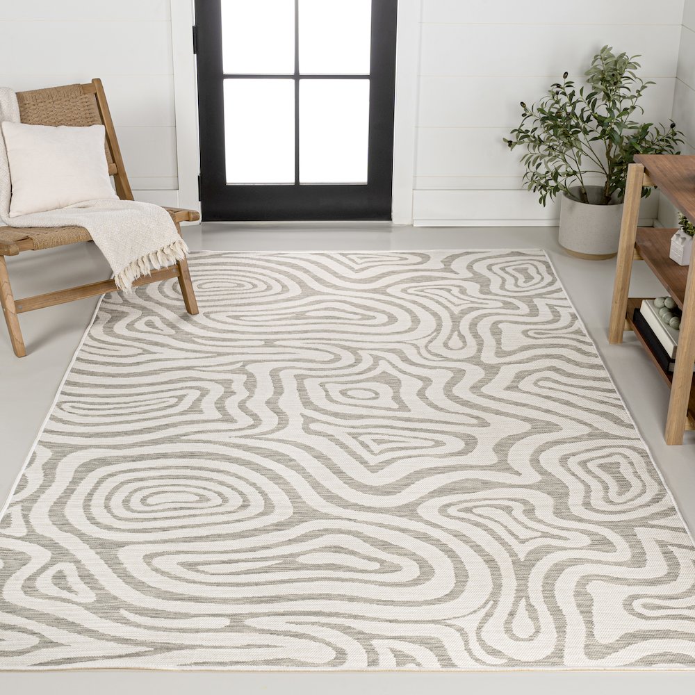 Bohemian Abstract Organic Reversible Machine-Washable Indoor/Outdoor Runner Rug. Picture 2