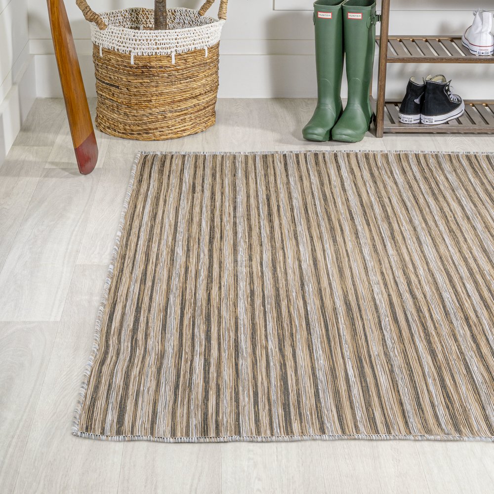 Finn Modern Farmhouse Pinstripe Area Rug. Picture 3