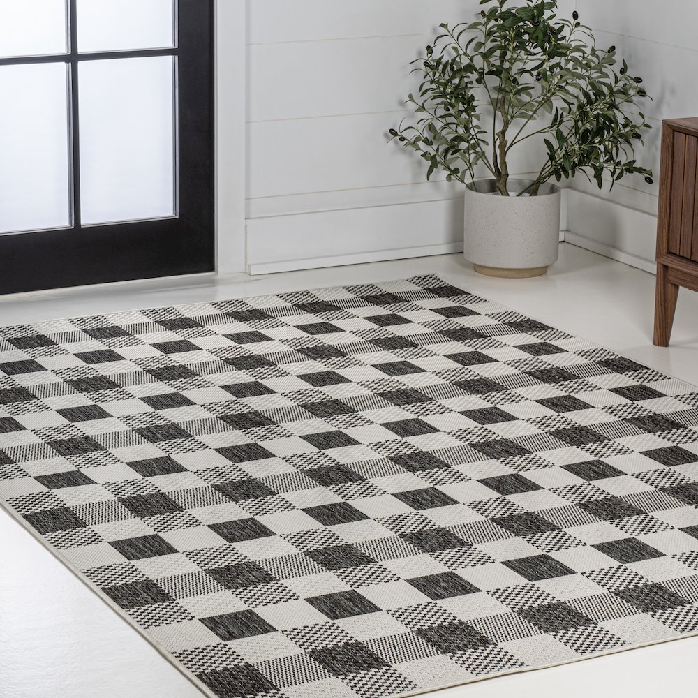 Darcy Traditional Geometric Bold Gingham Indoor/Outdoor Area Rug. Picture 3