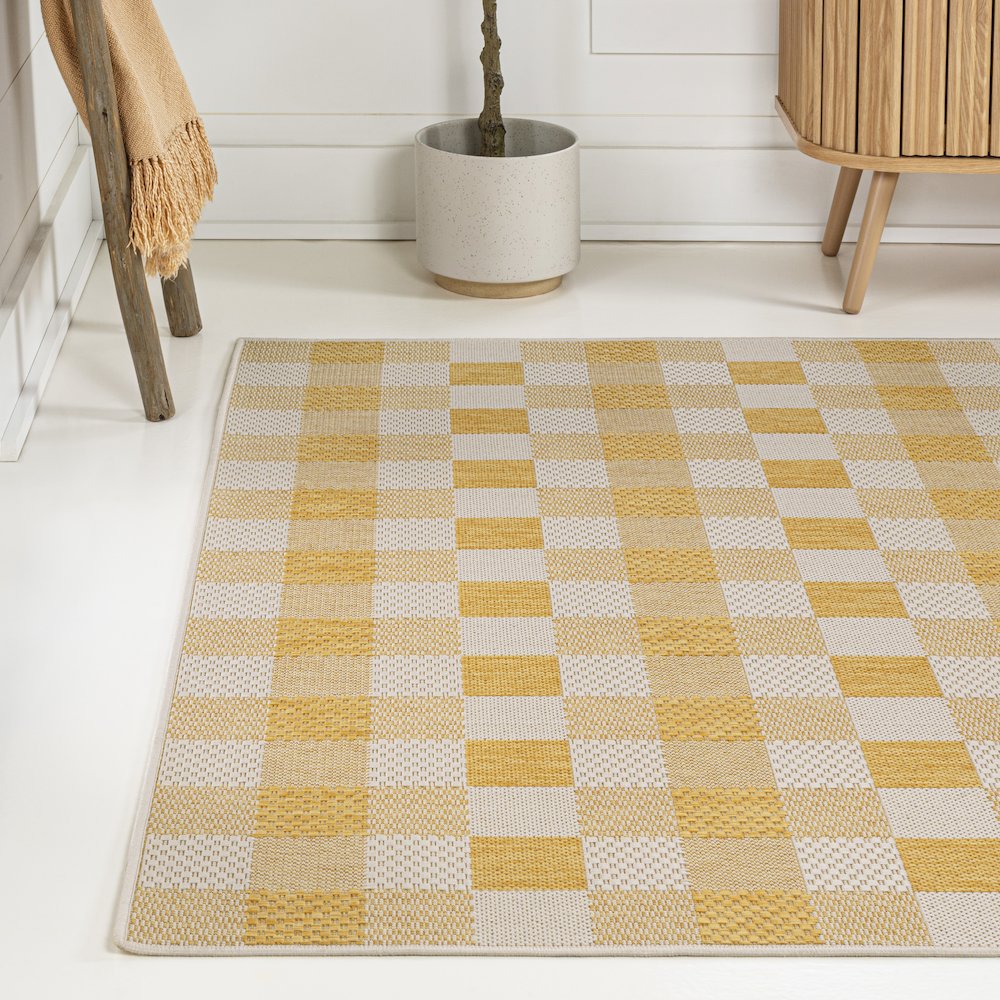 Darcy Traditional Geometric Bold Gingham Indoor/Outdoor Area Rug. Picture 1