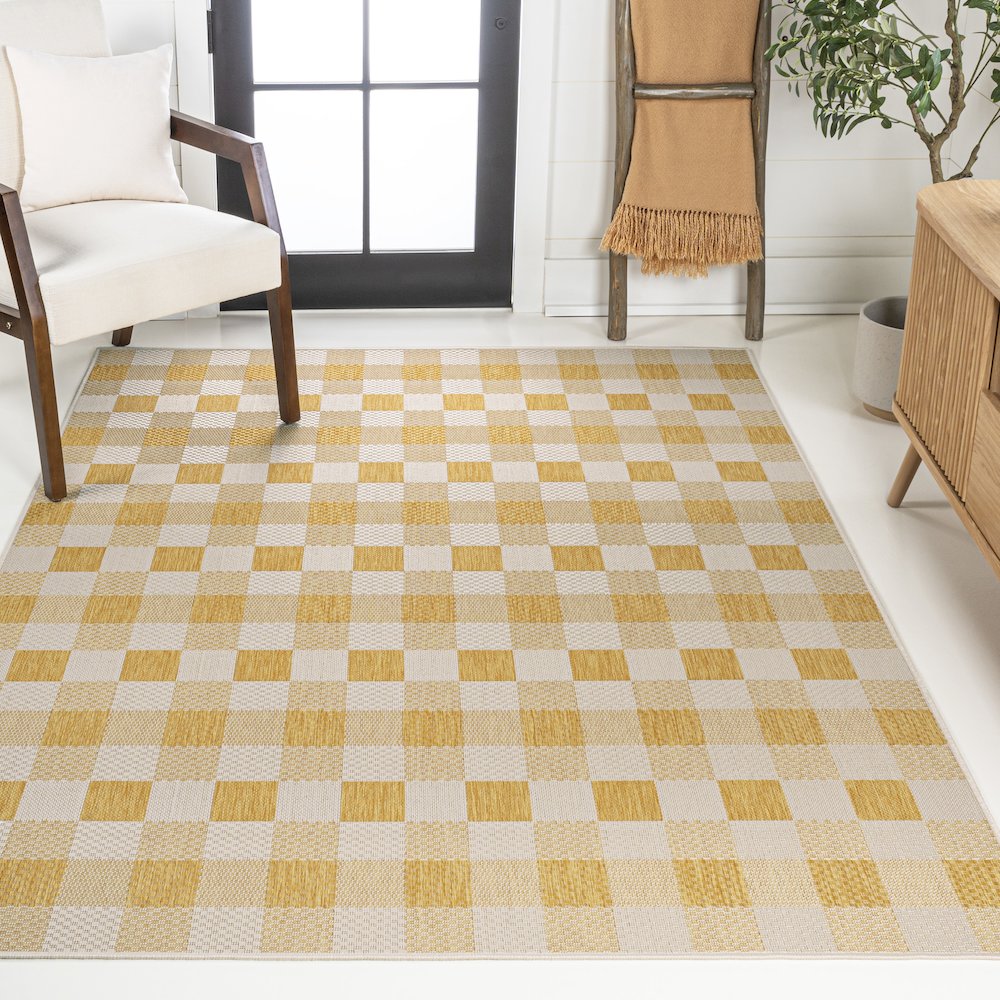 Darcy Traditional Geometric Bold Gingham Indoor/Outdoor Area Rug. Picture 2