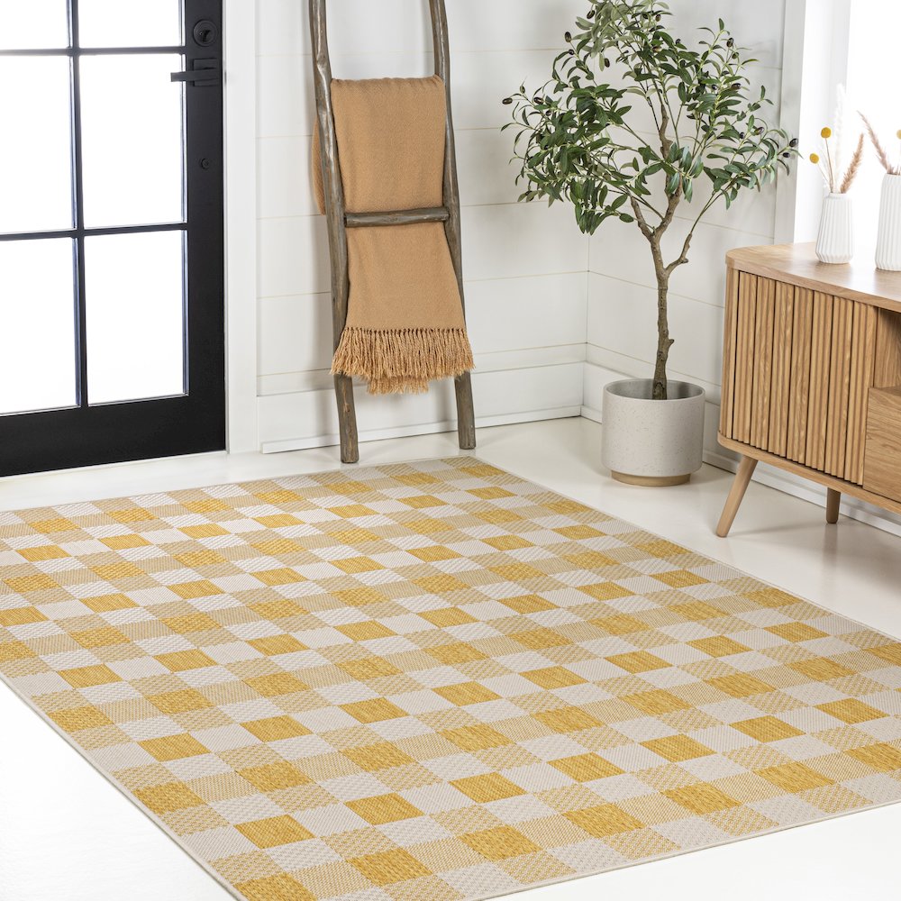 Darcy Traditional Geometric Bold Gingham Indoor/Outdoor Area Rug. Picture 3