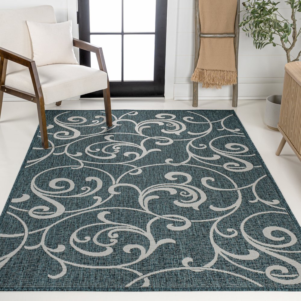 Maribel Traditional Classic All-Over Scroll Indoor/Outdoor Area Rug. Picture 2