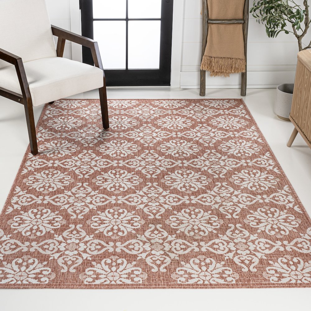 Amora Traditional Mediterranean Tile Design Indoor/Outdoor Area Rug. Picture 2