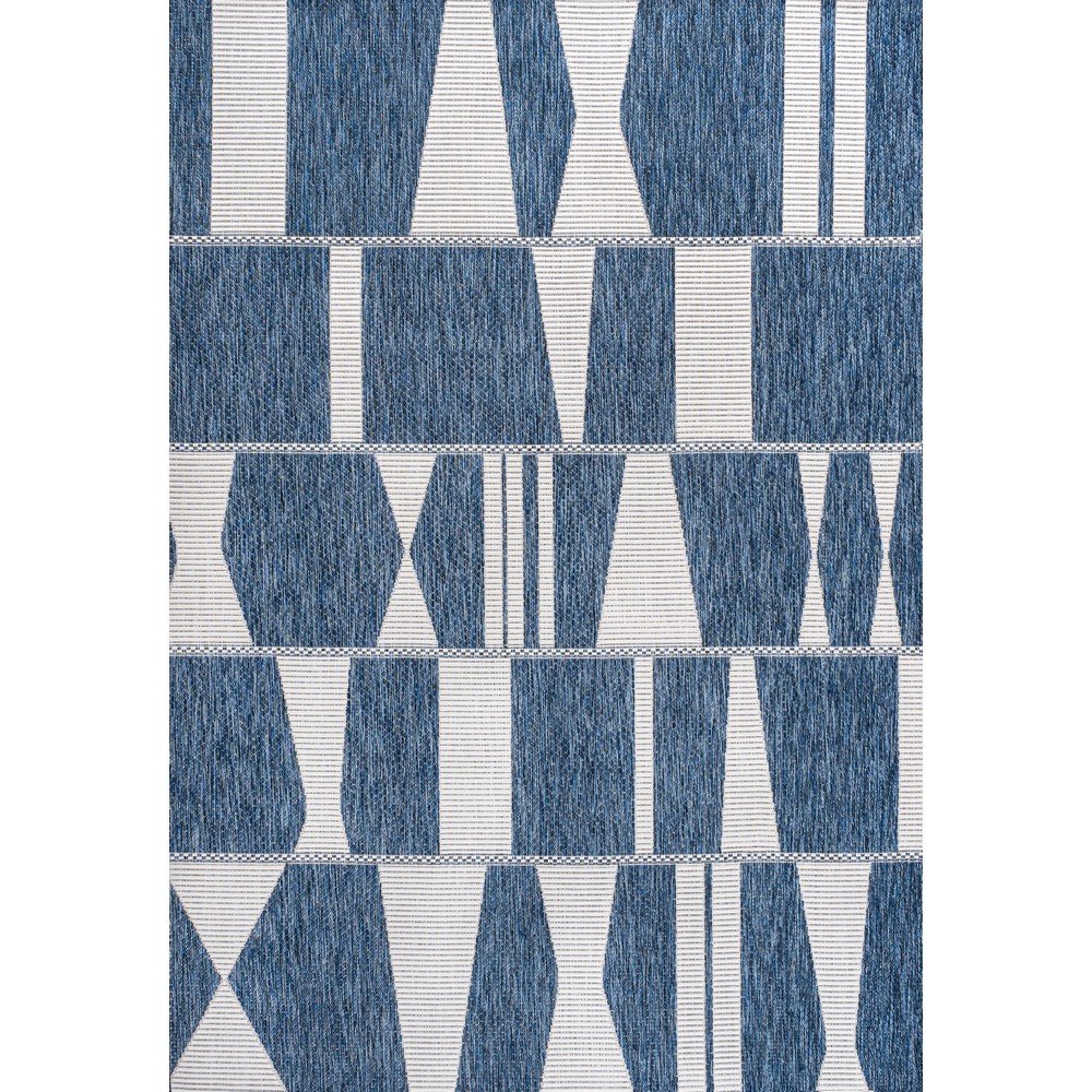 Two-Tone Navy/Cream 8 ft. x 10 ft. Indoor/Outdoor Area Rug. Picture 1
