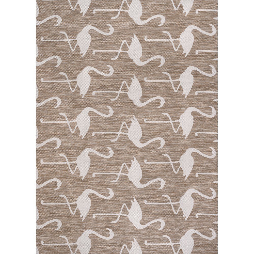 Flamingos Two-Tone Beige/White 8 ft. x 10 ft. Indoor/Outdoor Area Rug. Picture 1