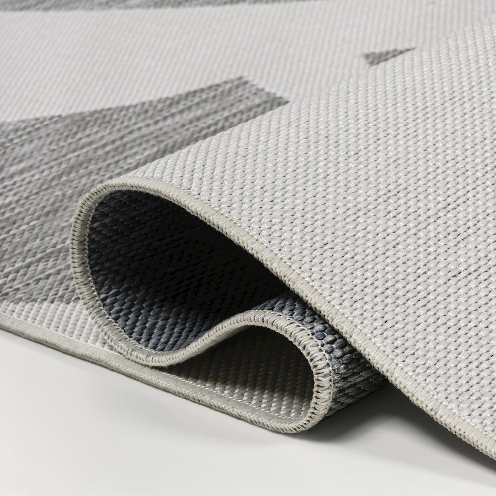Palm Leaf Gray/Cream 8 ft. x 10 ft. Indoor/Outdoor Area Rug. Picture 5