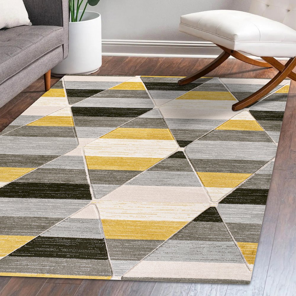 Kehoe Retro Diamonds Geometric Area Rug. Picture 10