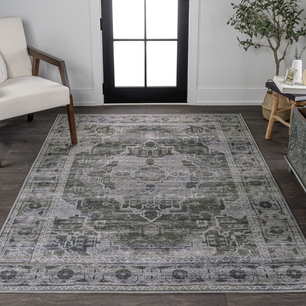 Alanya Ornate Medallion Machine-Washable Area Rug. Picture 2