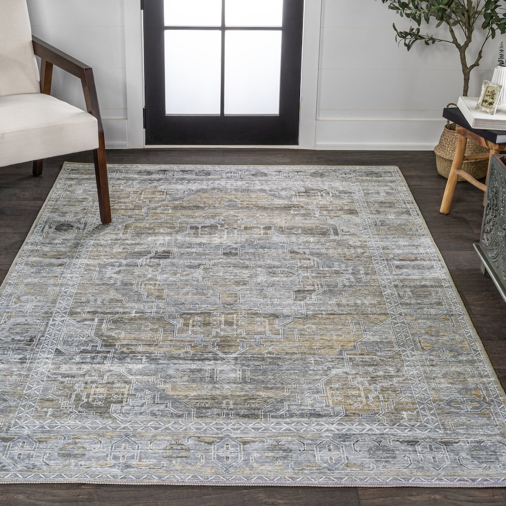 Alanya Ornate Medallion Machine-Washable Area Rug. Picture 2