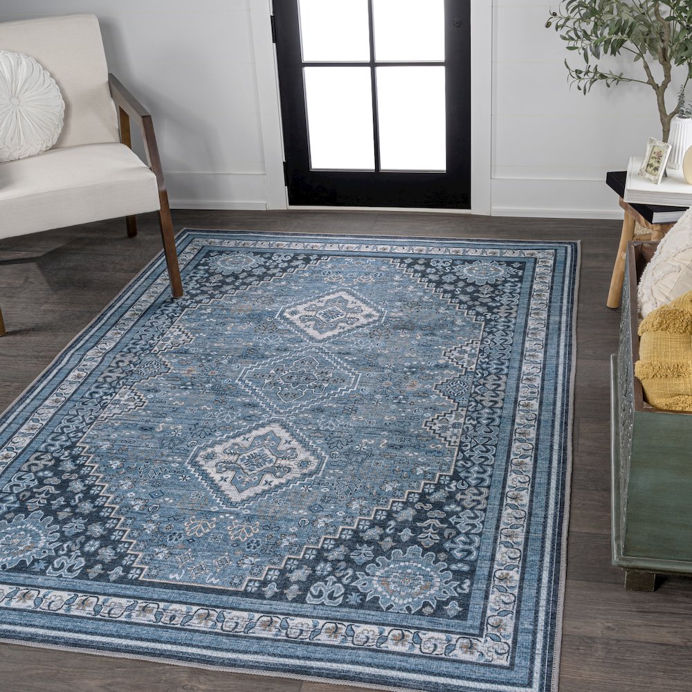 Dalyan Geometric Medallions Machine-Washable Area Rug. Picture 1