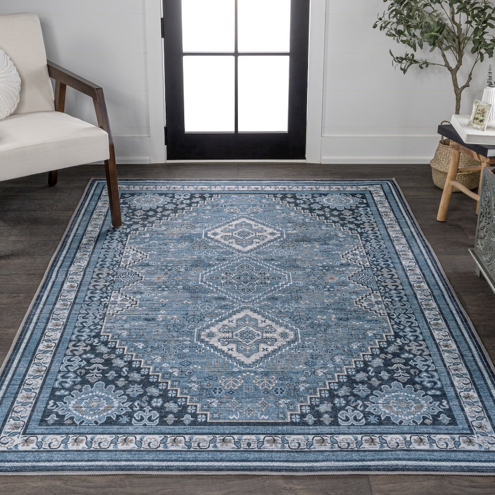 Dalyan Geometric Medallions Machine-Washable Area Rug. Picture 2