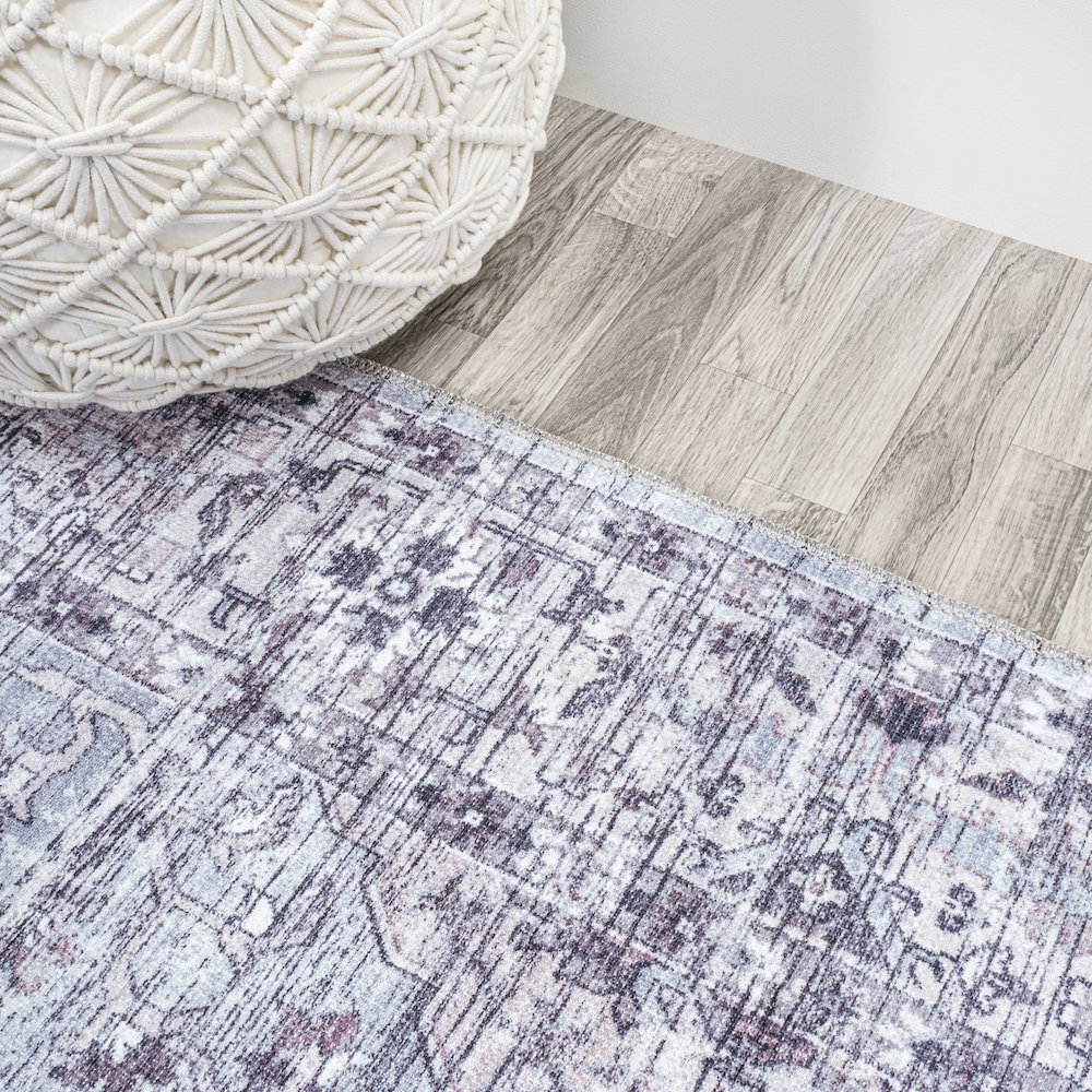 Didim Boho Gray Medallion Washable Indoor/Outdoor Area Rug. Picture 7