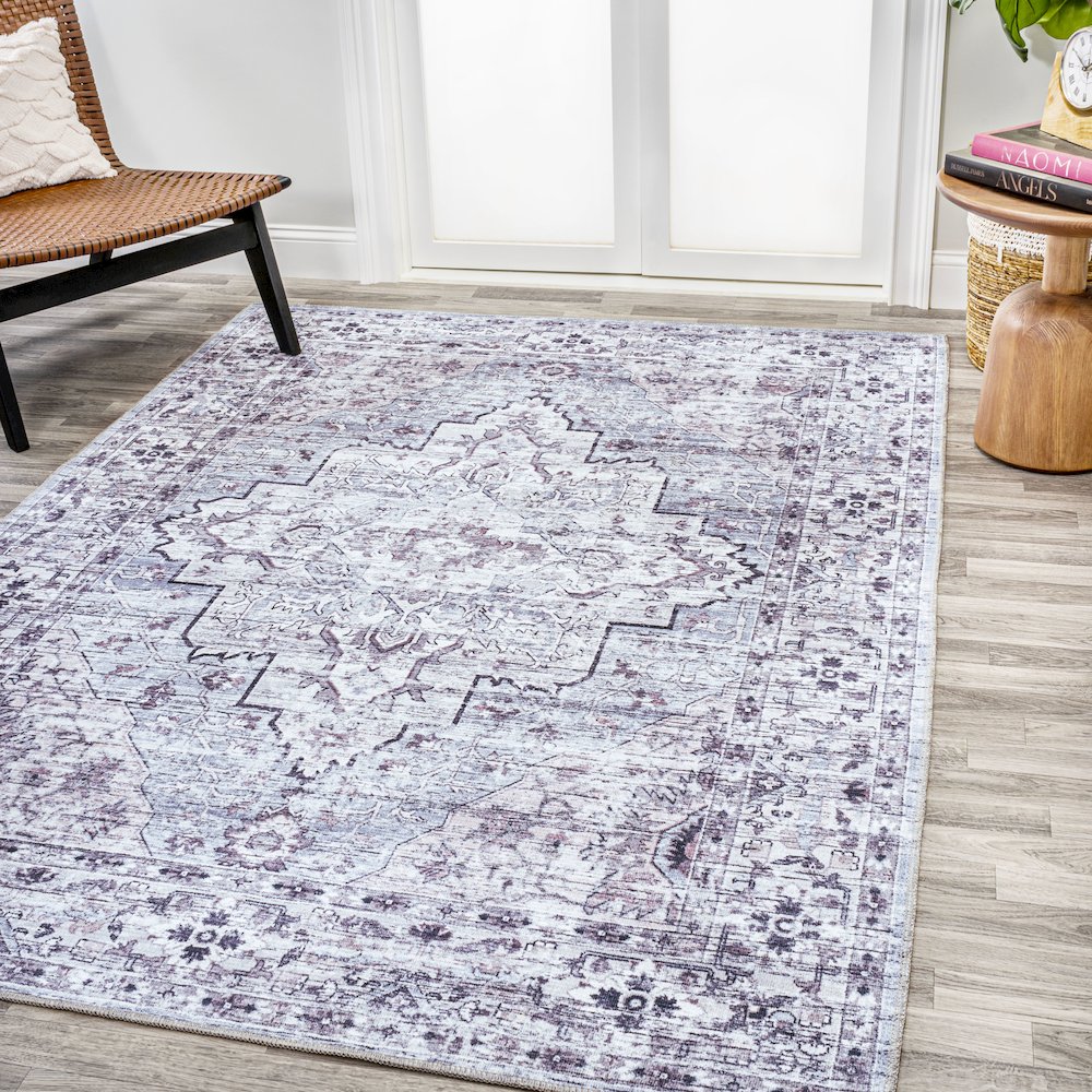 Didim Boho Gray Medallion Washable Indoor/Outdoor Area Rug. Picture 2