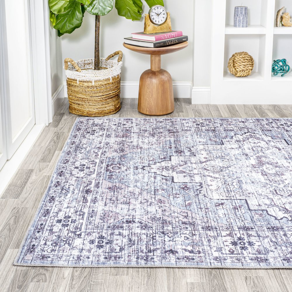 Didim Boho Gray Medallion Washable Indoor/Outdoor Area Rug. Picture 3