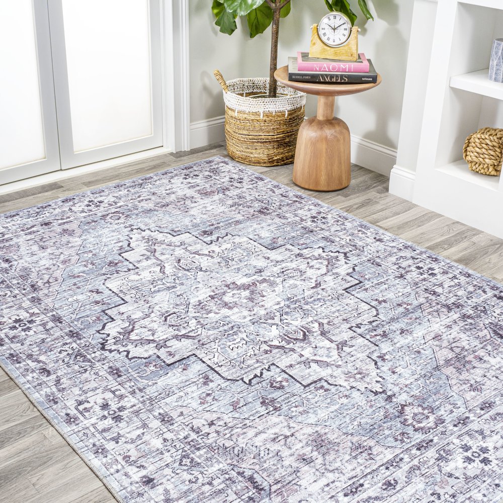 Didim Boho Gray Medallion Washable Indoor/Outdoor Area Rug. Picture 4