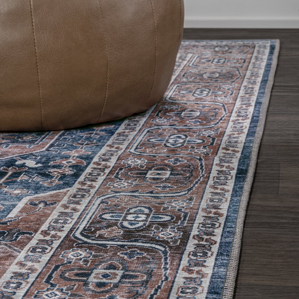Alacati Ogee Medallion Machine-Washable Area Rug. Picture 6