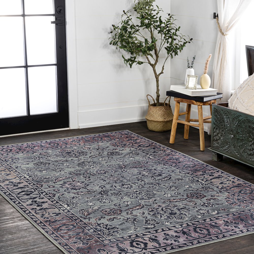 Victoria Ornate Persian All-Over Machine-Washable Area Rug. Picture 4