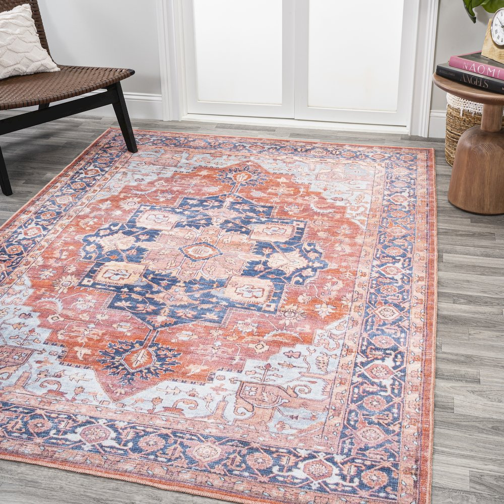 Maris Ornate Medallion Washable Indoor/Outdoor Area Rug. Picture 2
