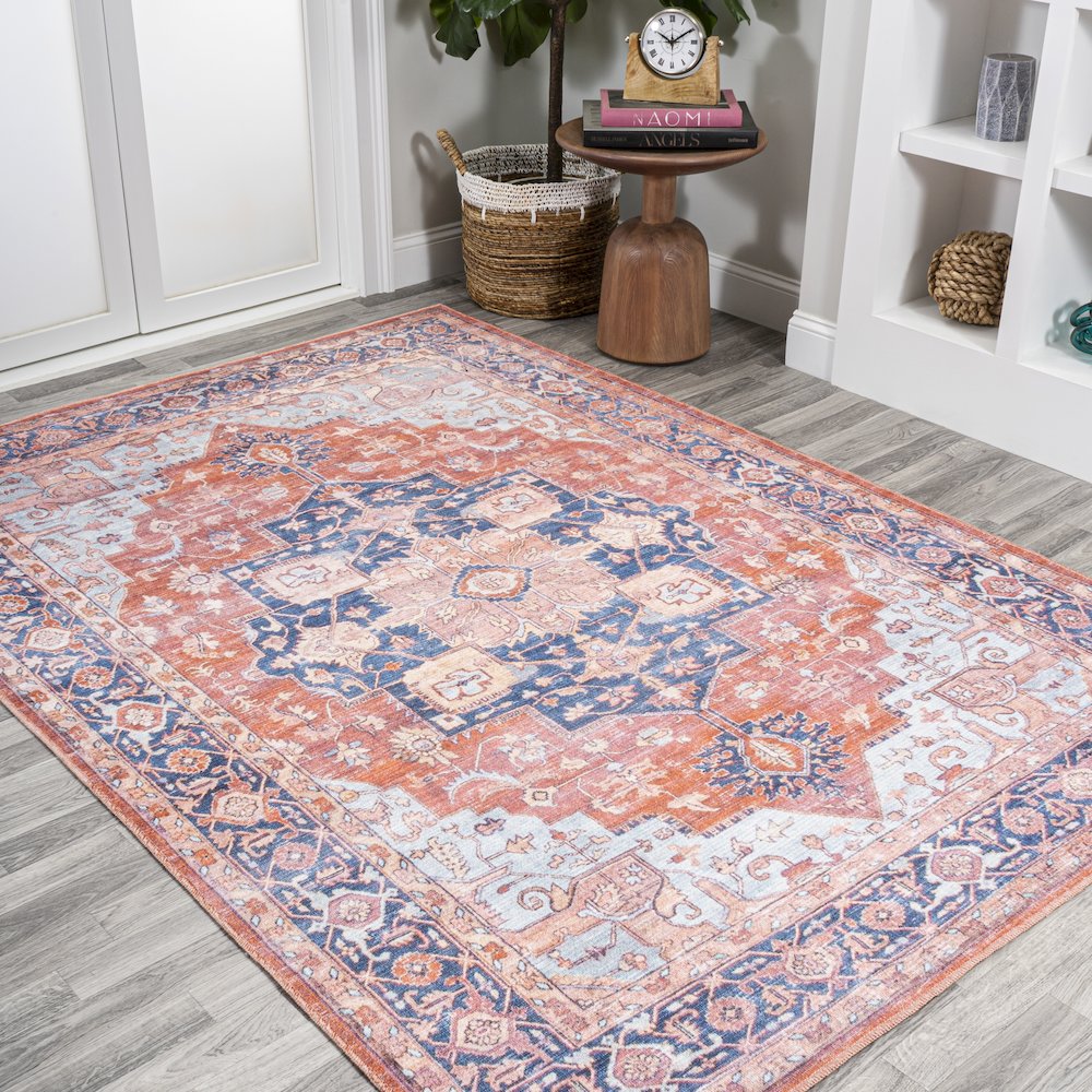 Maris Ornate Medallion Washable Indoor/Outdoor Area Rug. Picture 4