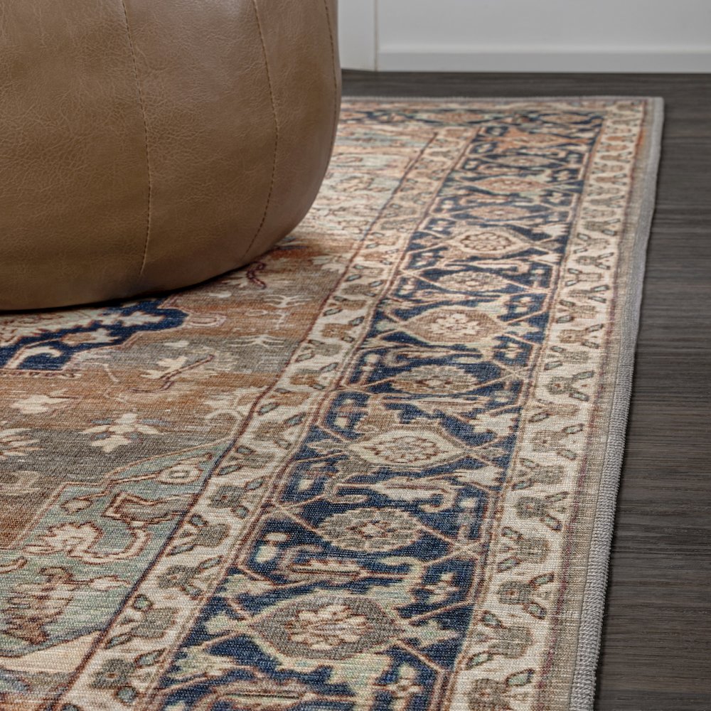 Maris Ornate Medallion Machine-Washable Area Rug. Picture 6