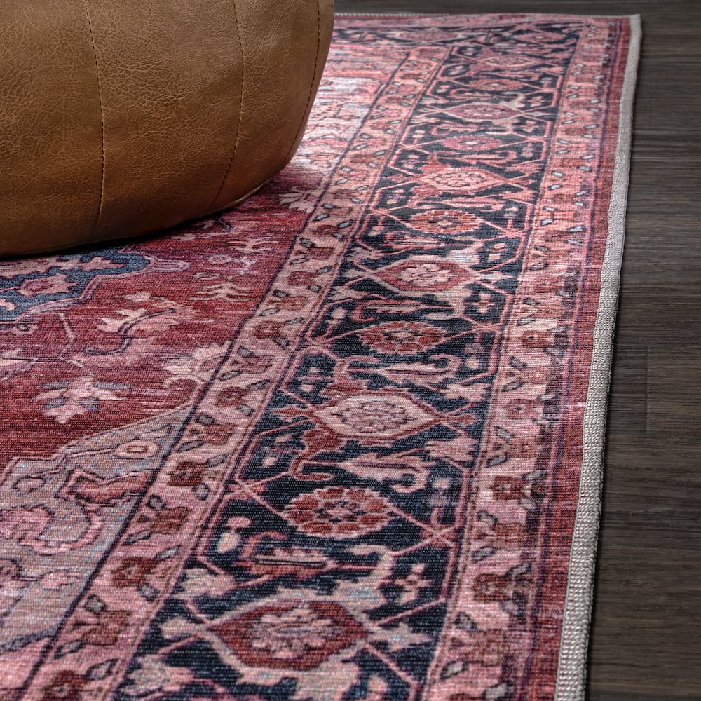 Maris Ornate Medallion Machine-Washable Area Rug. Picture 6